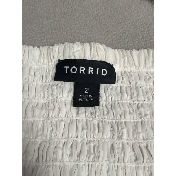 Torrid White Hanky Hem Skater Dress Size 2X Boho Fairy Dots Ruffles - Picture 4 of 9